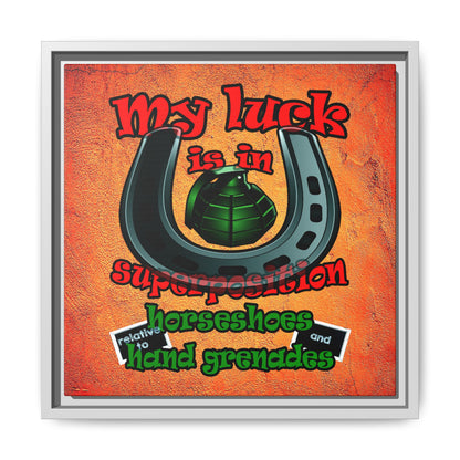 my luck - framed canvas art (burnt orange)