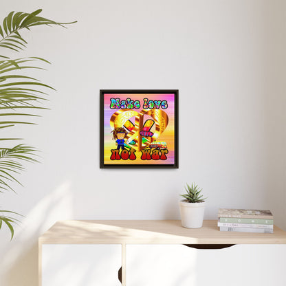 love peace - framed canvas art (color blur)