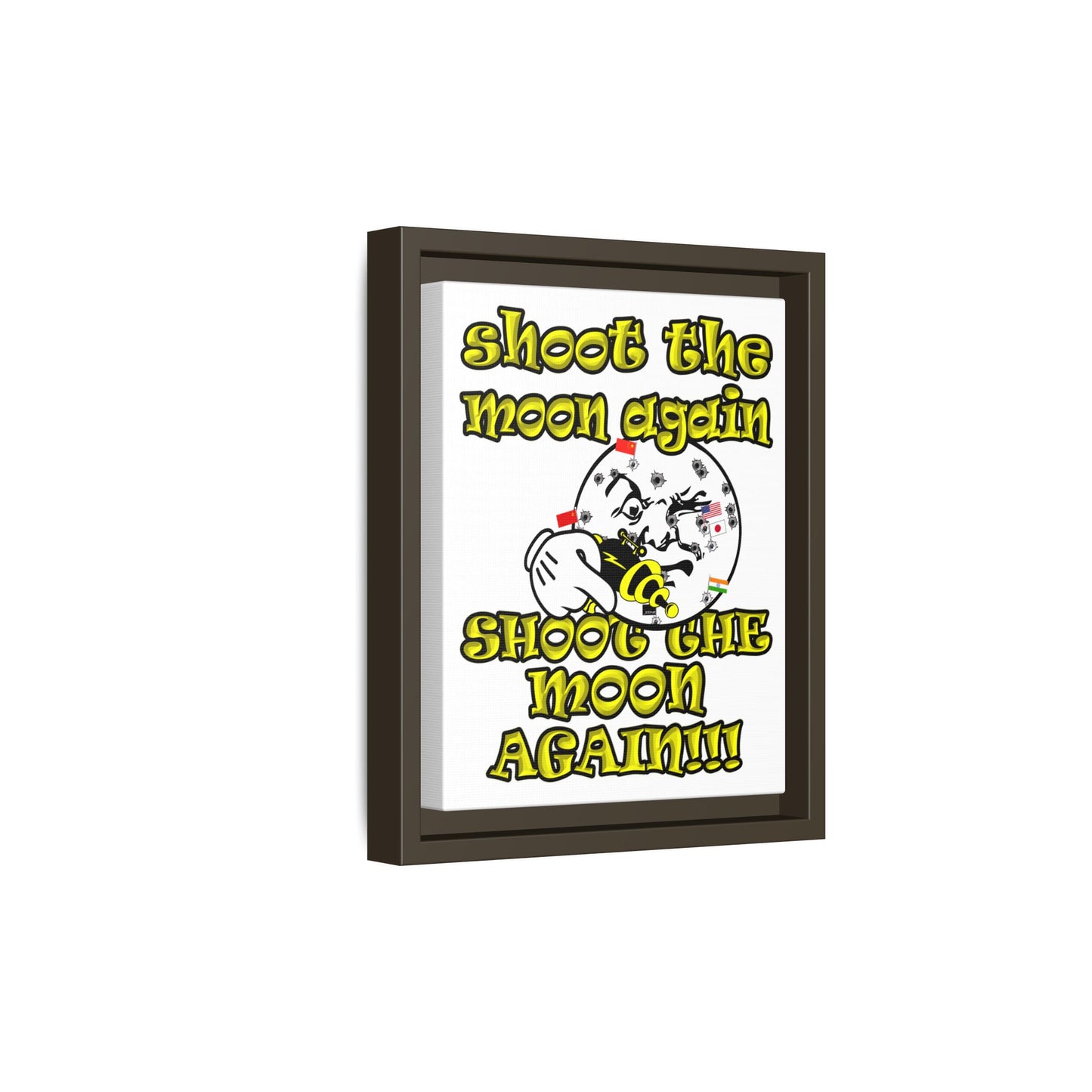shoot the moon again - framed canvas art (white)