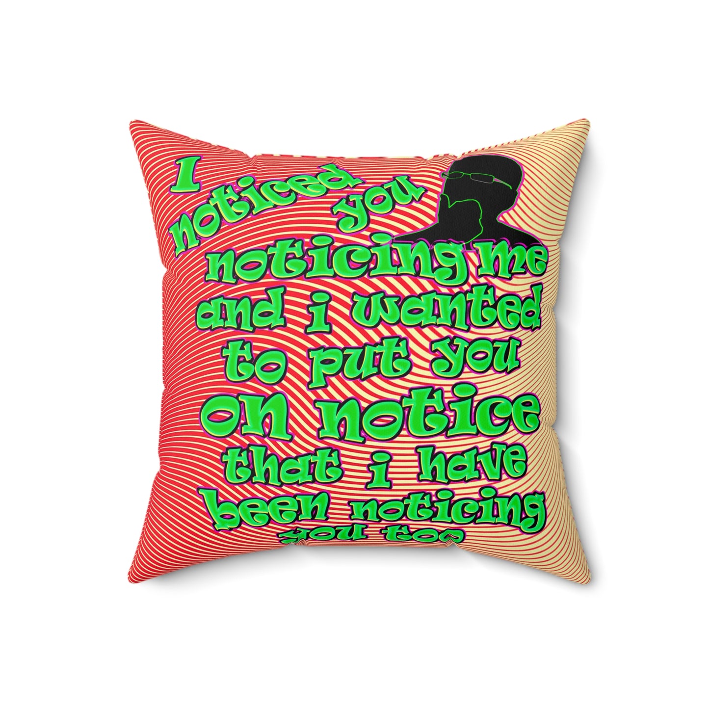 noticed you noticing - Faux Suede Square Pillow - (yellow-orange wave)