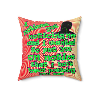 noticed you noticing - Faux Suede Square Pillow - (yellow-orange wave)