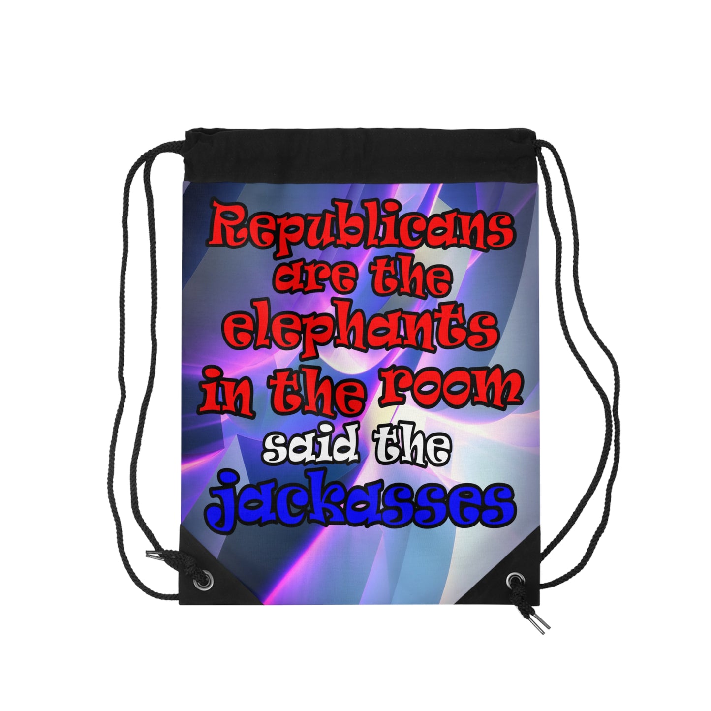 donkeys and elephants - Drawstring Bag (grey-pink wave)