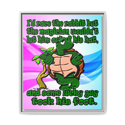 turtle race - framed canvas art (light blue-pink wave)