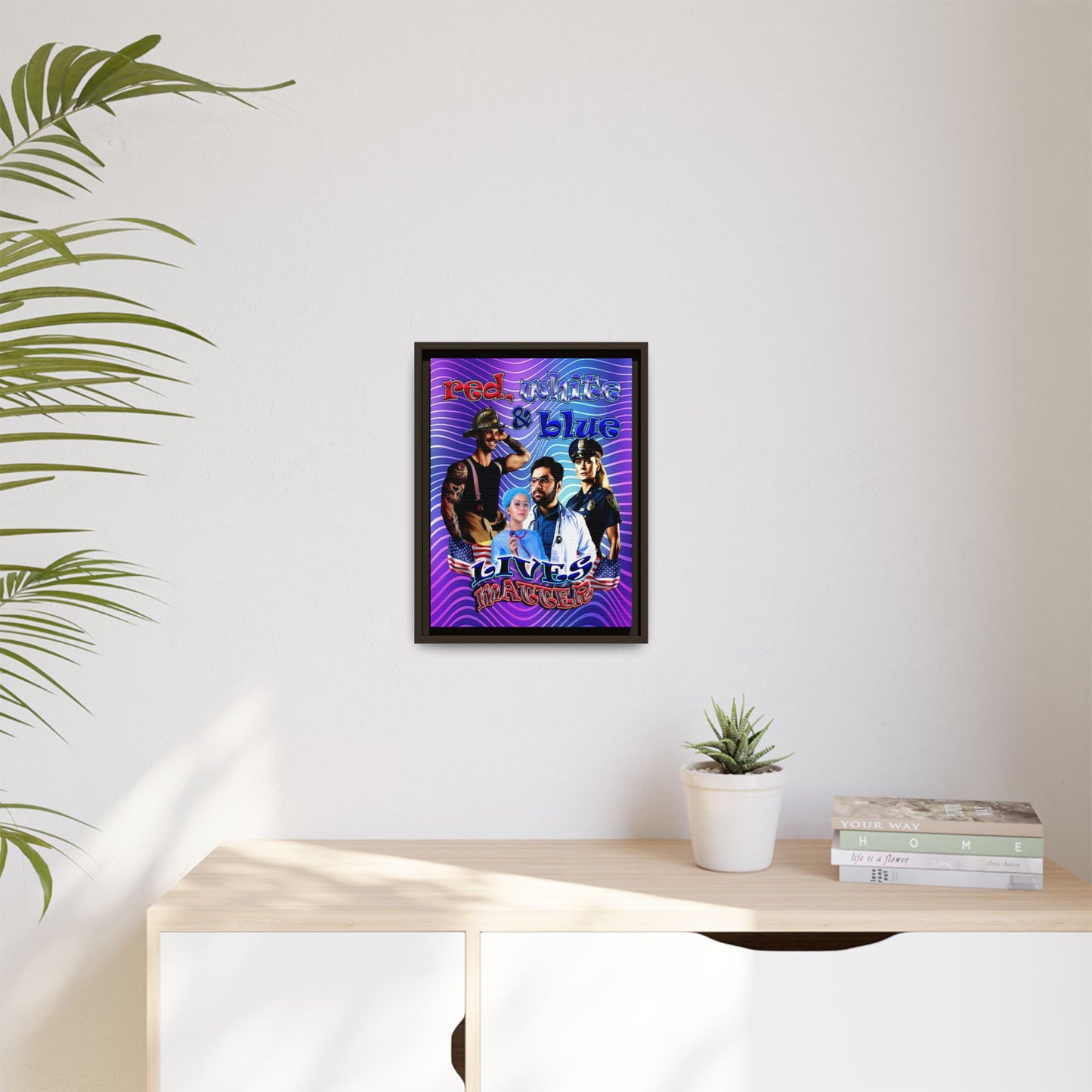 rw&b lives matter - framed canvas art (purple wave)