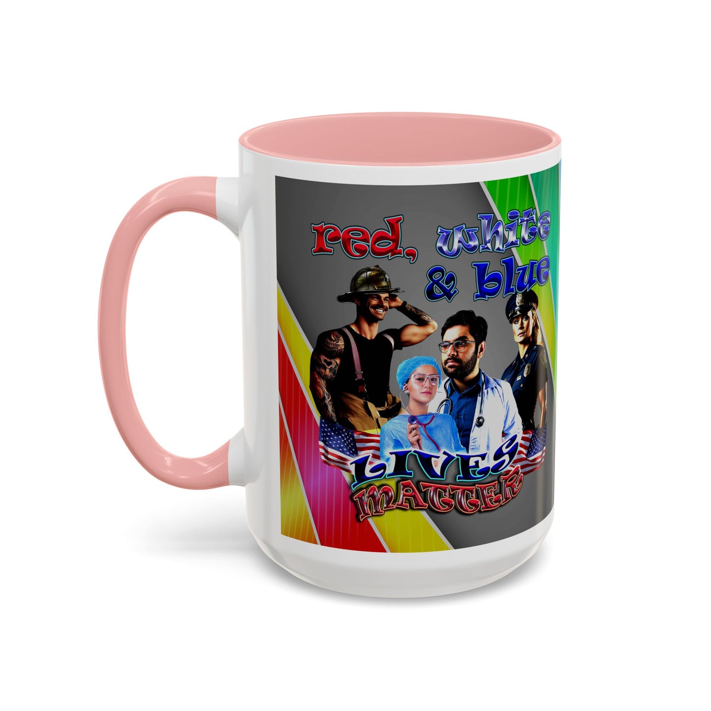 rw&b lives matter - Accent Mug (rainbow split)