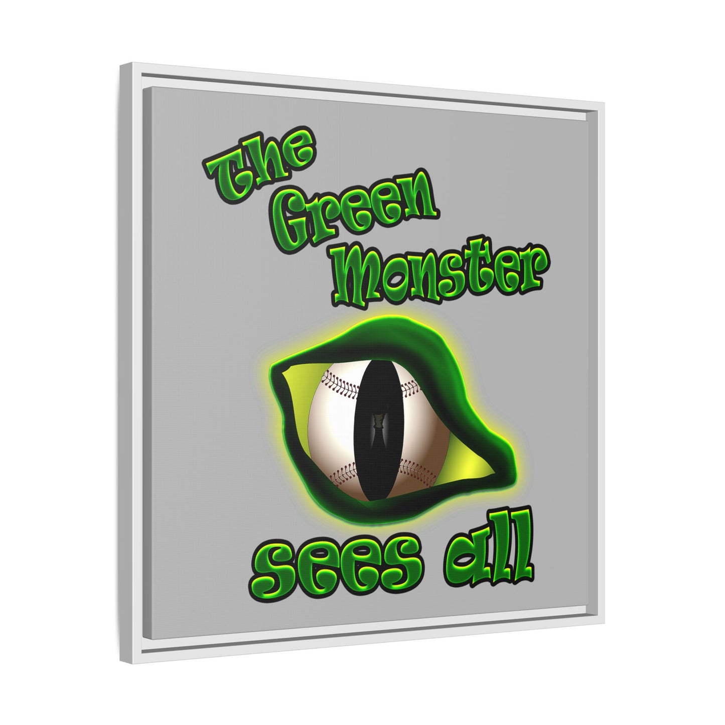 green monster - framed canvas art (light grey)