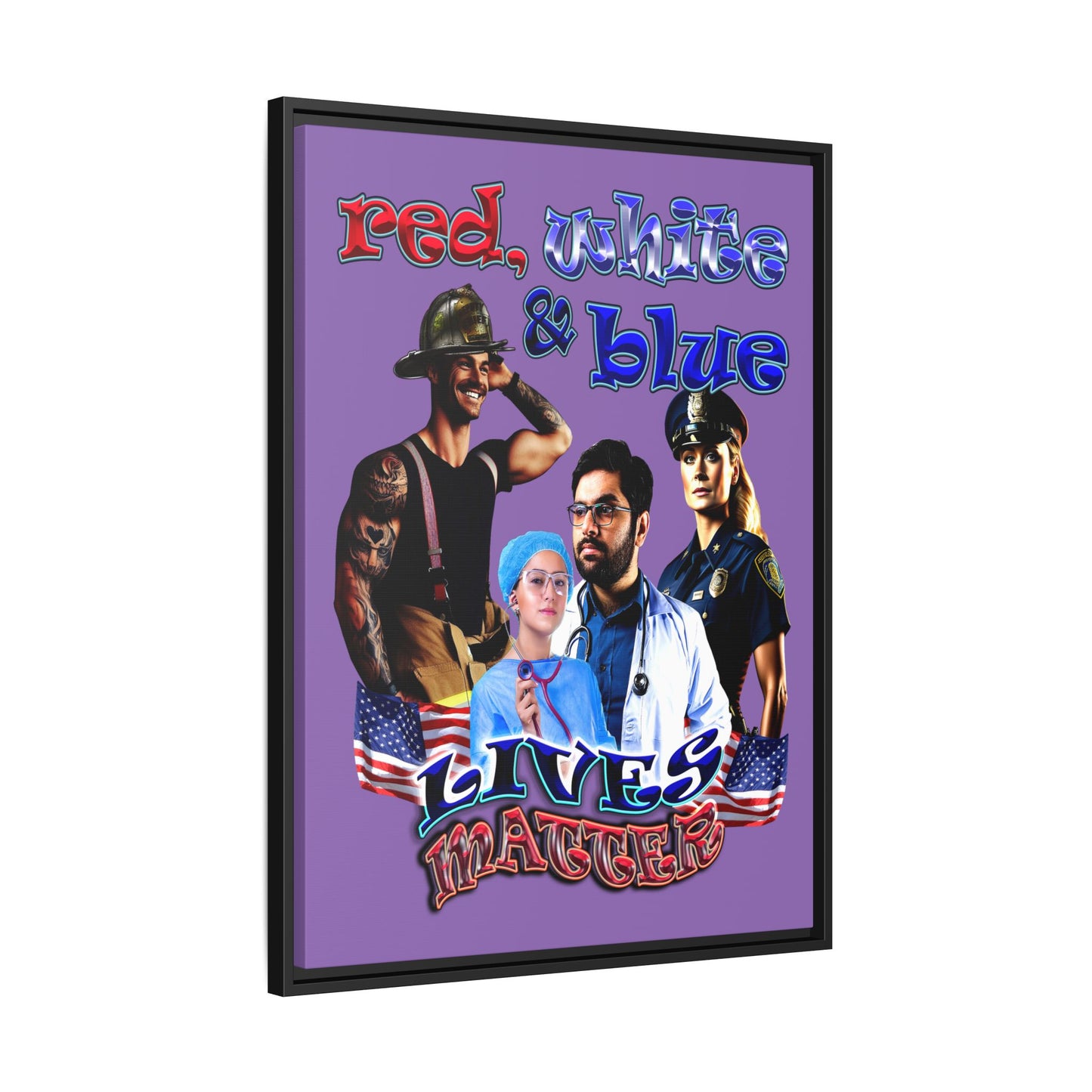 rw&b lives matter - framed canvas art (light purple)