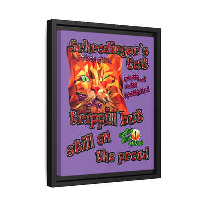 schrodinger's cat - framed canvas art (light purple)