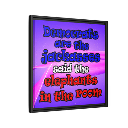 donkeys and elephants - framed canvas art (purple-pink wave)