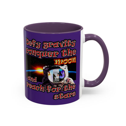 defy conquer reach - Accent Mug (purple)