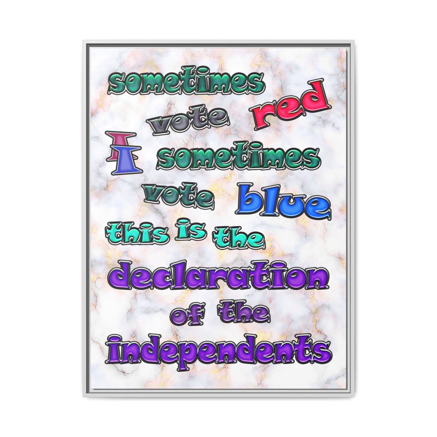 declaration of the independents - framed canvas art (white marble)