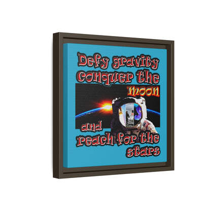 defy conquer reach - framed canvas art (turquoise)