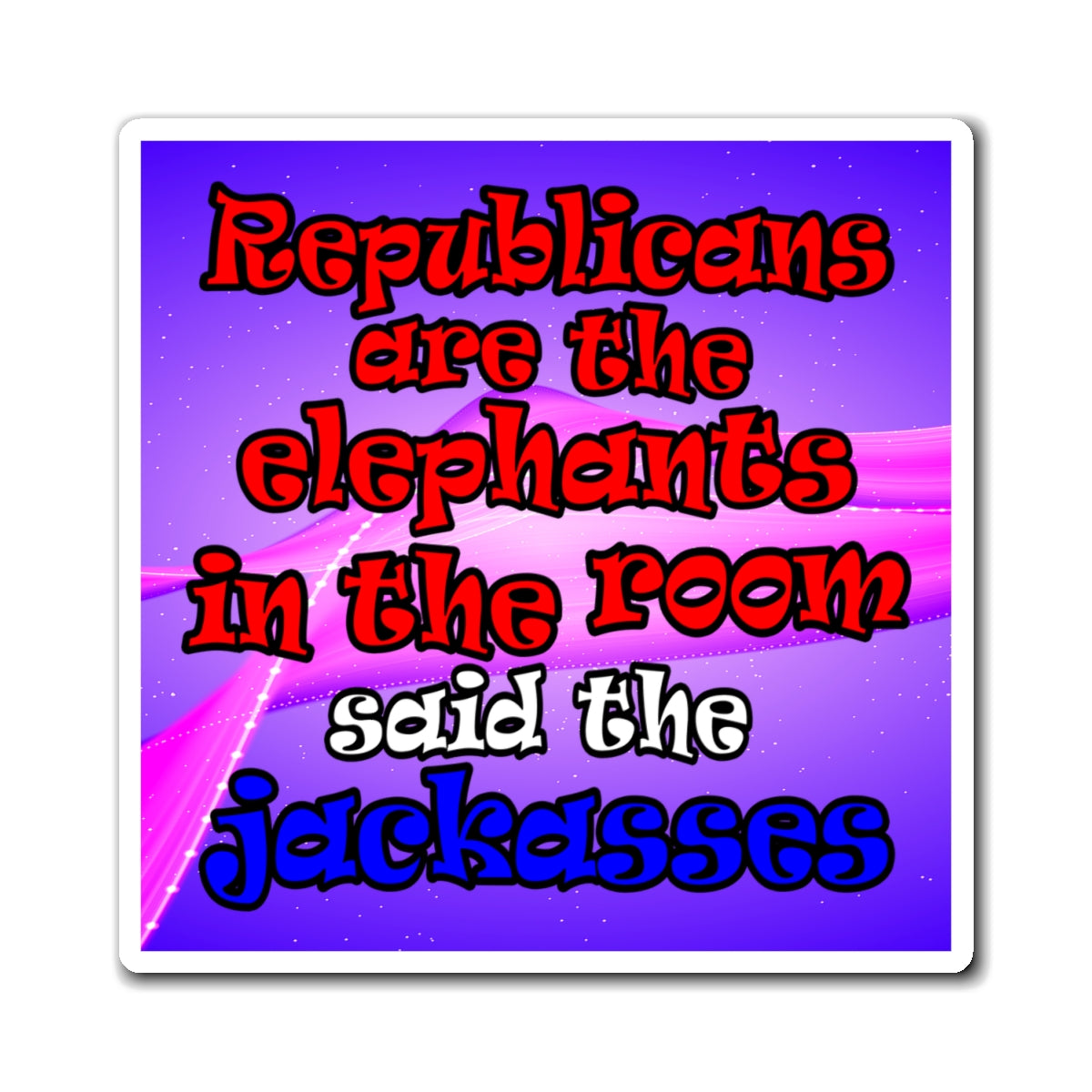 donkeys and elephants - Magnets - (purple-pink wave)