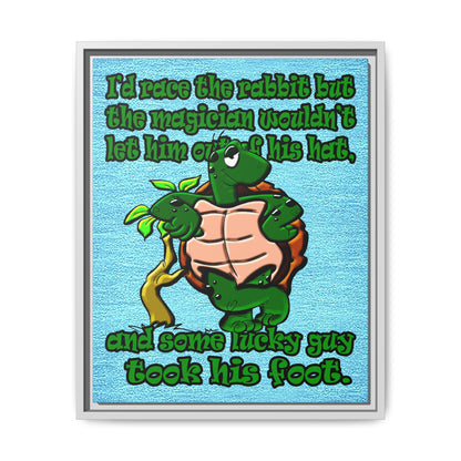 turtle race - framed canvas art (faded blue)
