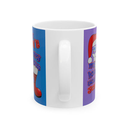 santa's shoes - White Mug (light blue-purple wave)