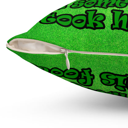 turtle race - Spun Polyester Square Pillow - (green turf)
