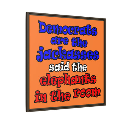 donkeys and elephants - framed canvas art (crusta)