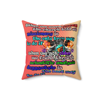 doggystyle - Faux Suede Square Pillow - (yellow-orange wave)
