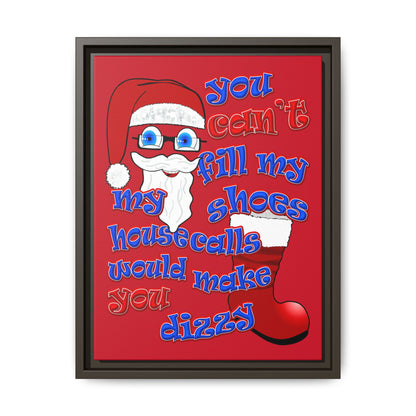 santa's shoes - framed canvas art (dark red)