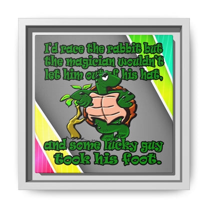 turtle race - framed canvas art (rainbow split)