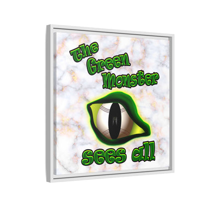 green monster - framed canvas art (white marble)