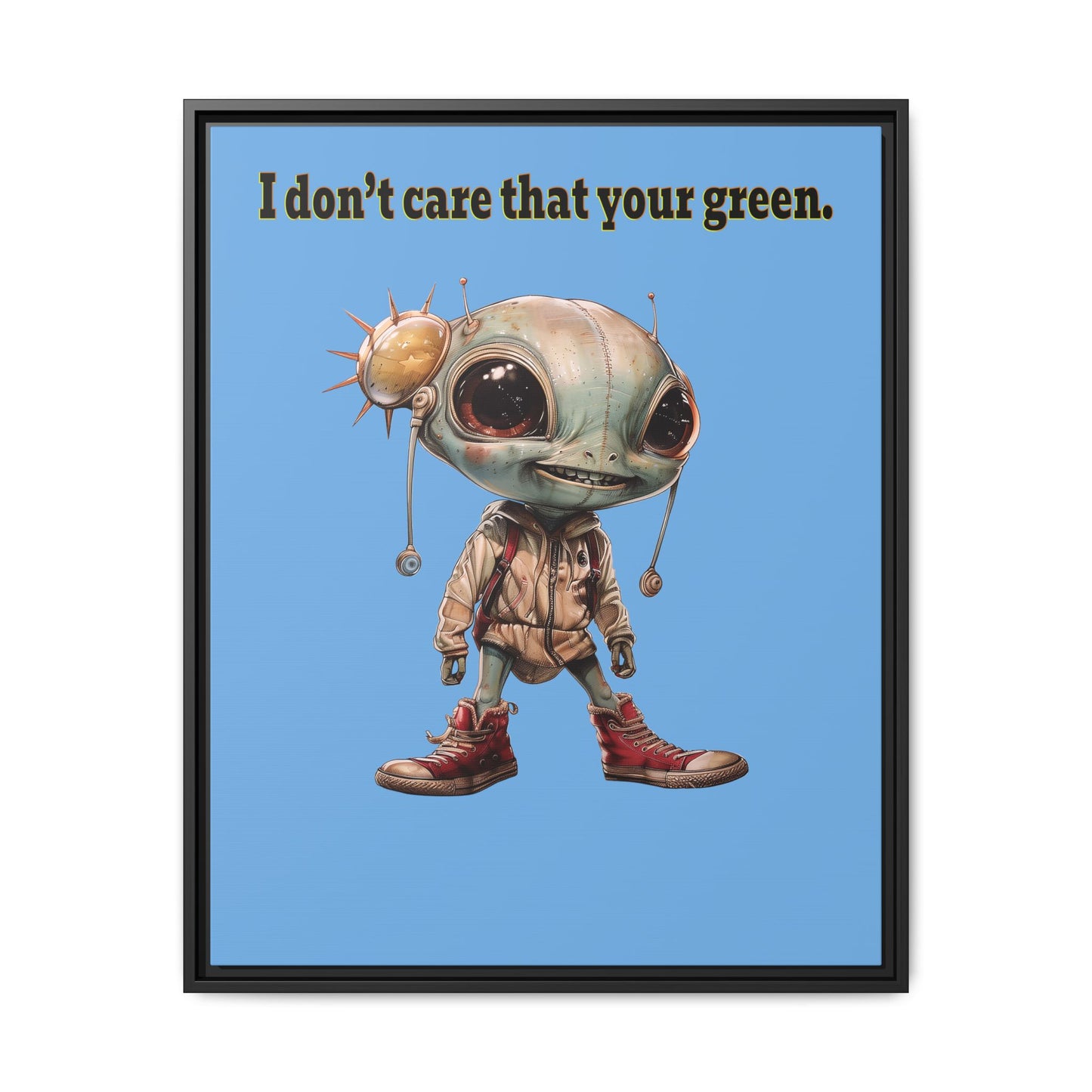 I don't care that your green - framed canvas art (light blue)