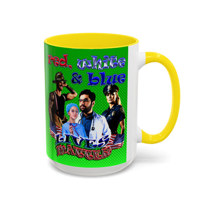 rw&b lives matter - Accent Mug (logo green)