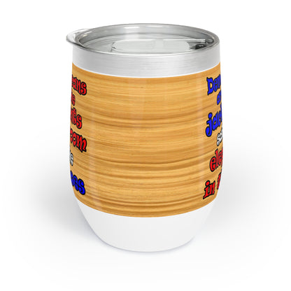 donkeys and elephants - Chill Wine Tumbler (butterscotch wood finish)