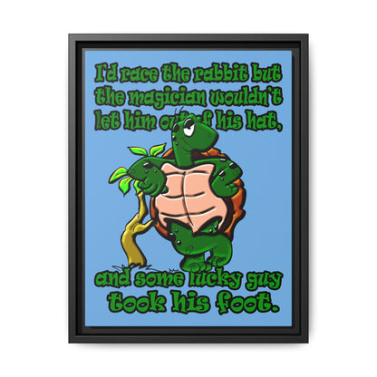 turtle race - framed canvas art (light blue)