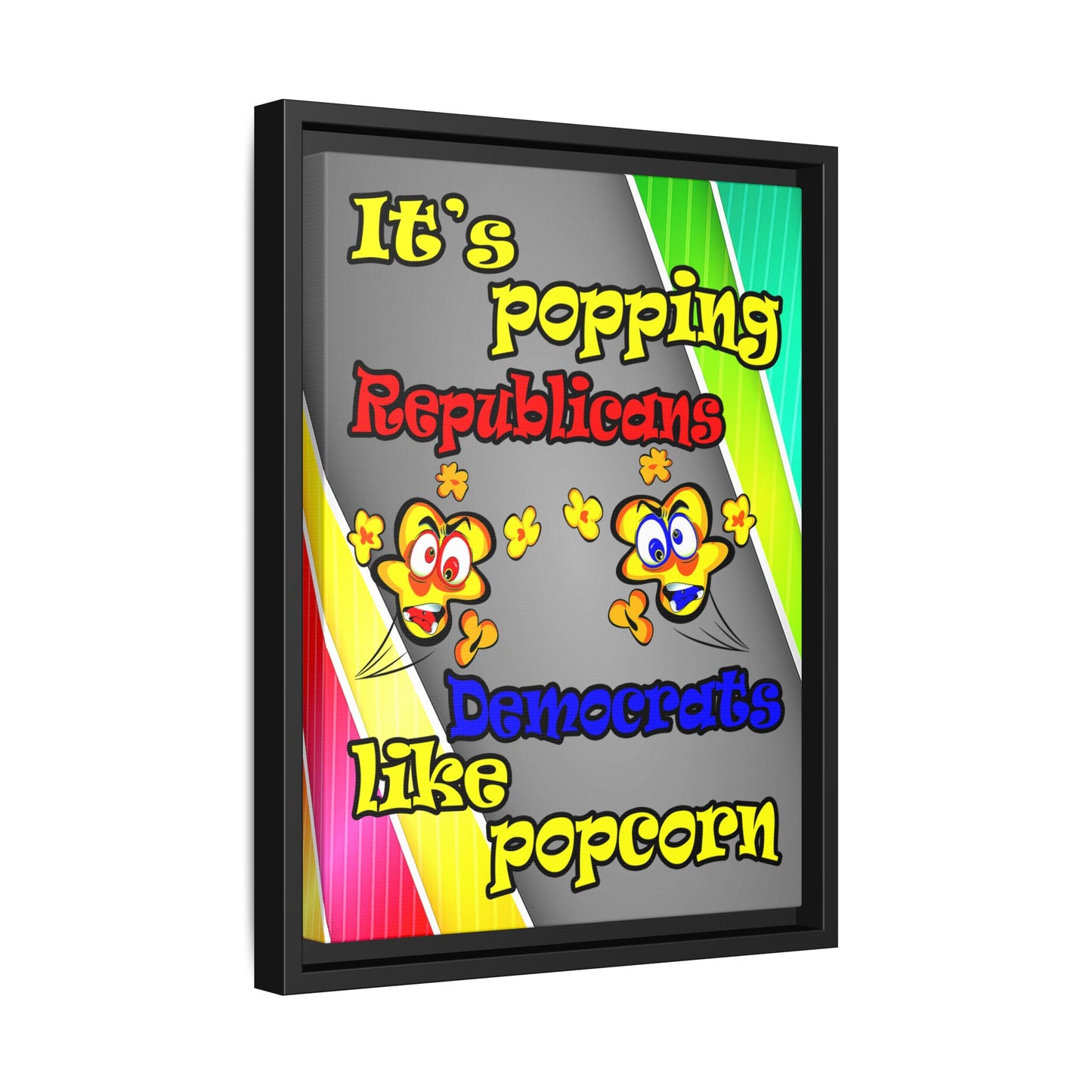 popping like popcorn - framed canvas art (rainbow split)