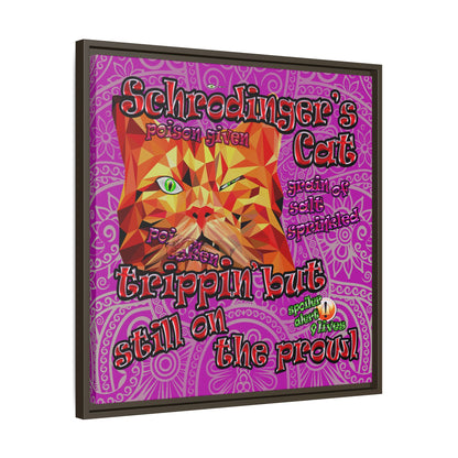 schrodinger's cat - framed canvas art (pink swirl)