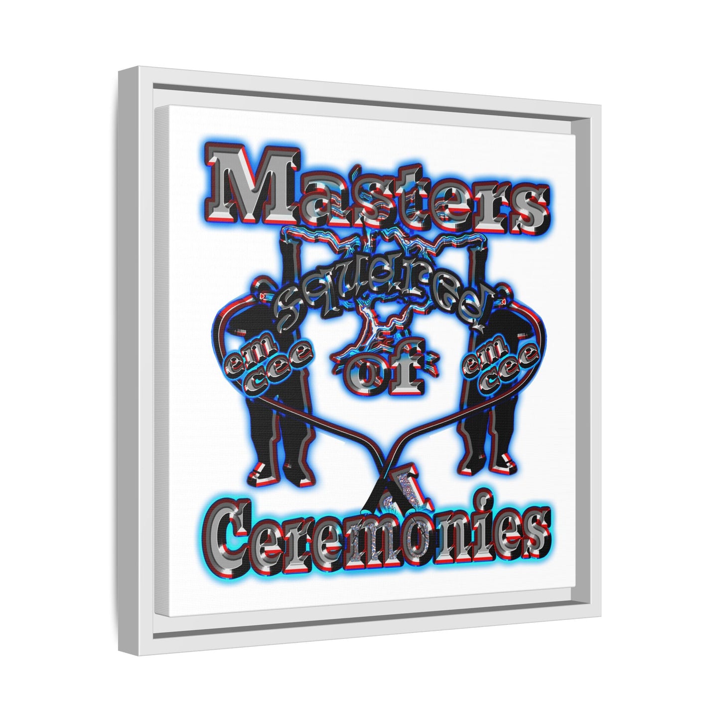 em cee squared - framed canvas art (white)