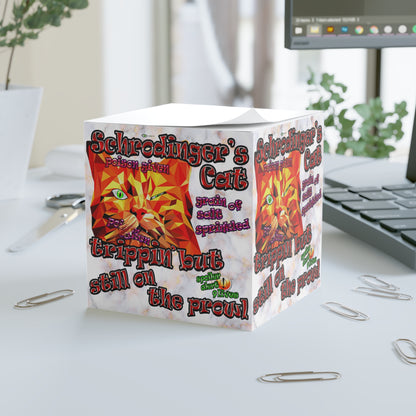 schrodinger's cat - note cube (white marble)