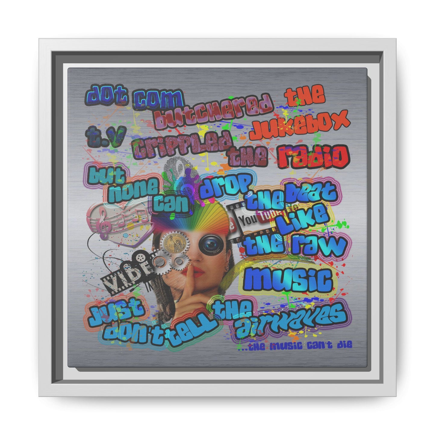 drop the beat - framed canvas art (brushed nickel)