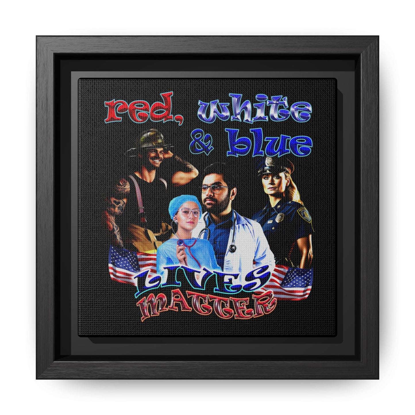 rw&b lives matter - framed canvas art (black)