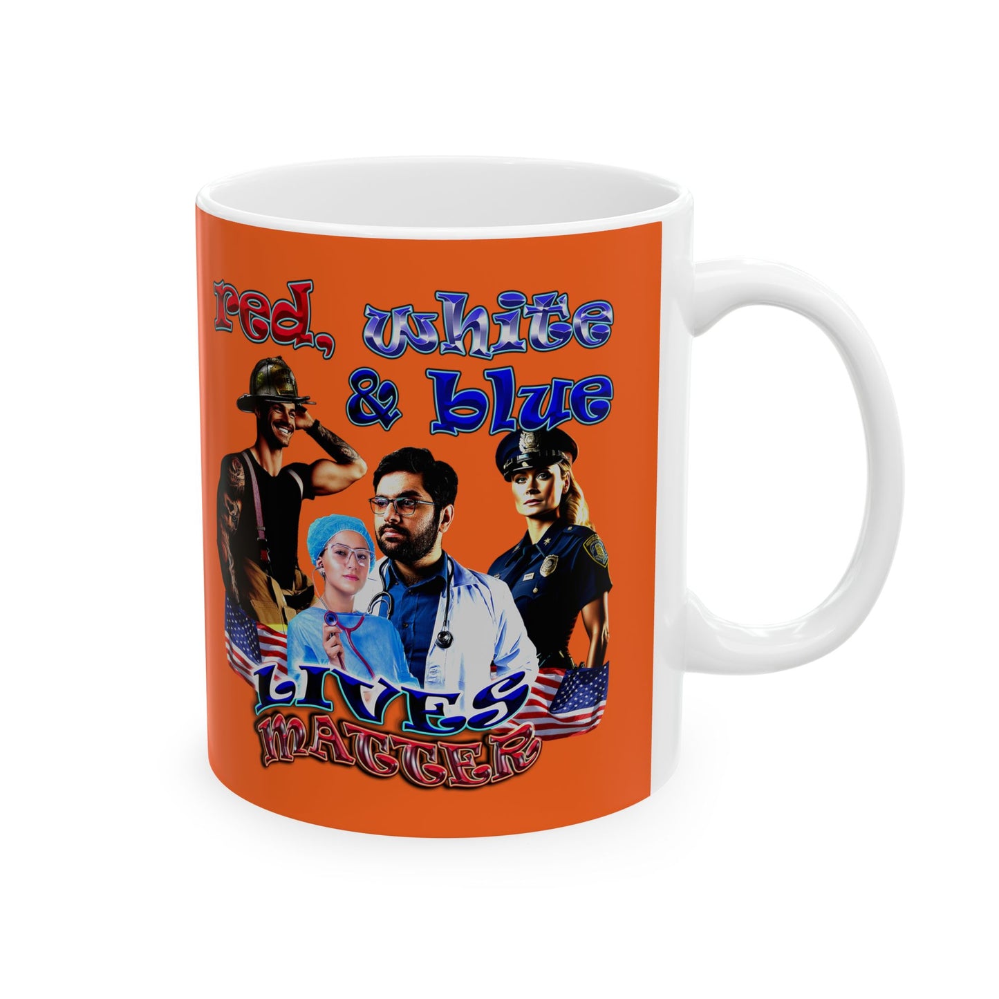 rw&b lives matter - White Mug (orange)