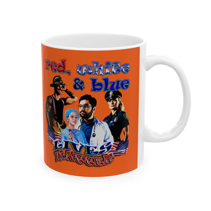 rw&b lives matter - White Mug (orange)