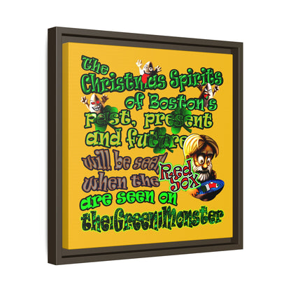 christmas spirits of boston - framed canvas art (yellow)
