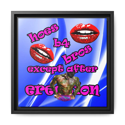 hoes b4 bros - framed canvas art (blue-white wave)