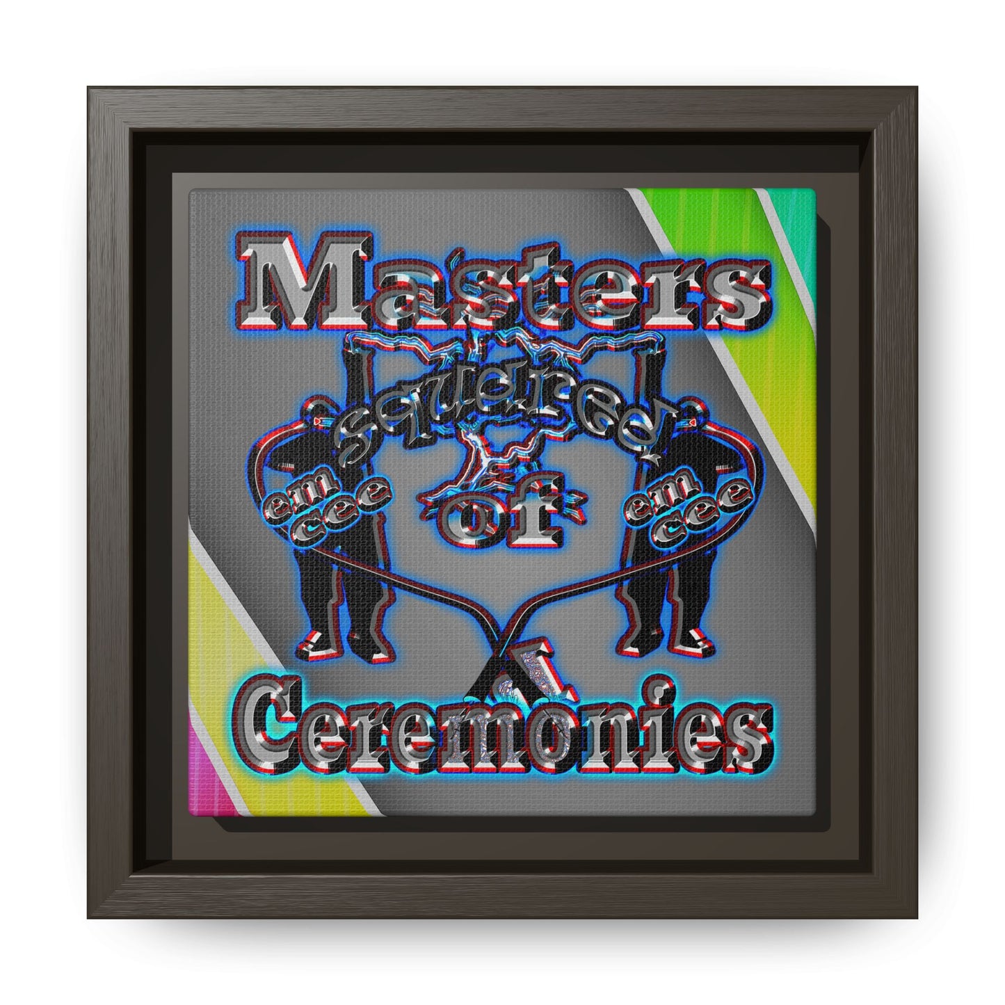 em cee squared - framed canvas art (rainbow split)