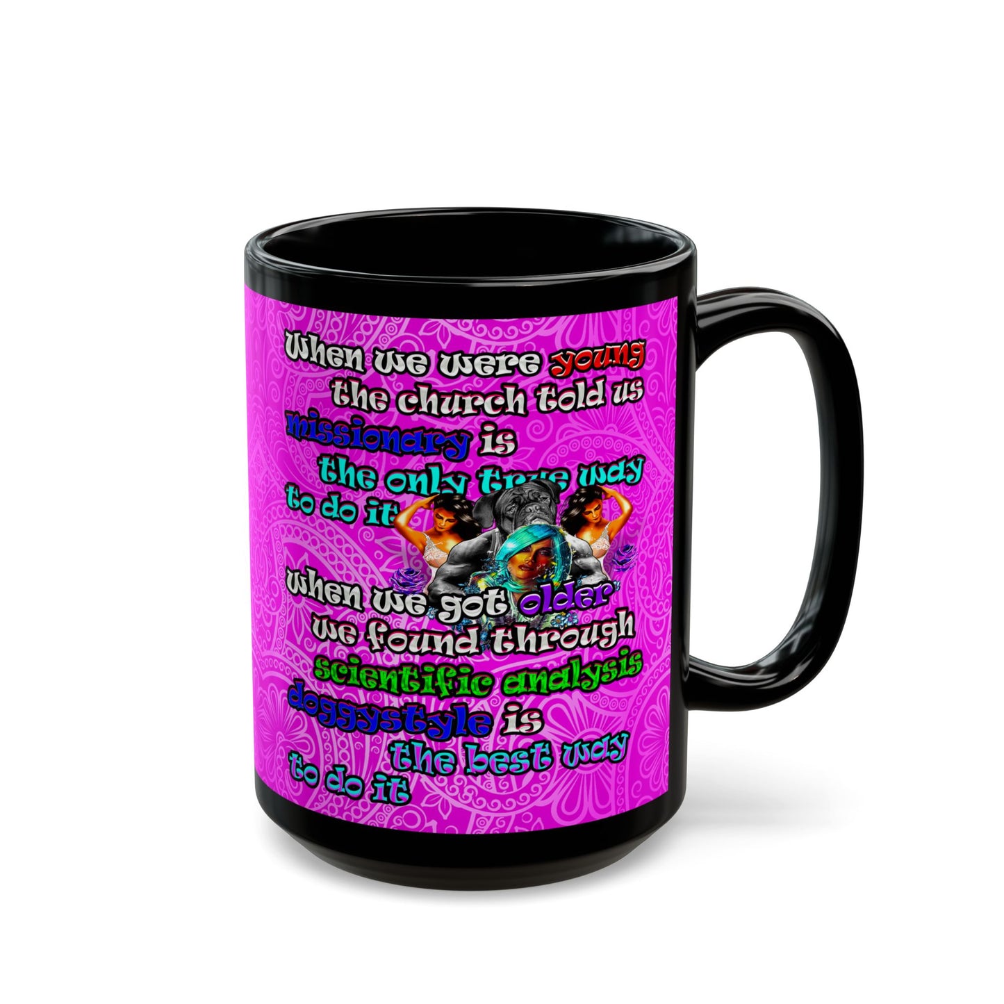 doggystyle - Black Mug (pink swirl)
