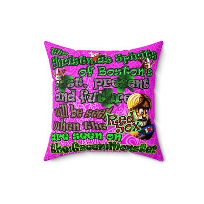 christmas spirits of boston - Faux Suede Square Pillow - (pink swirl)