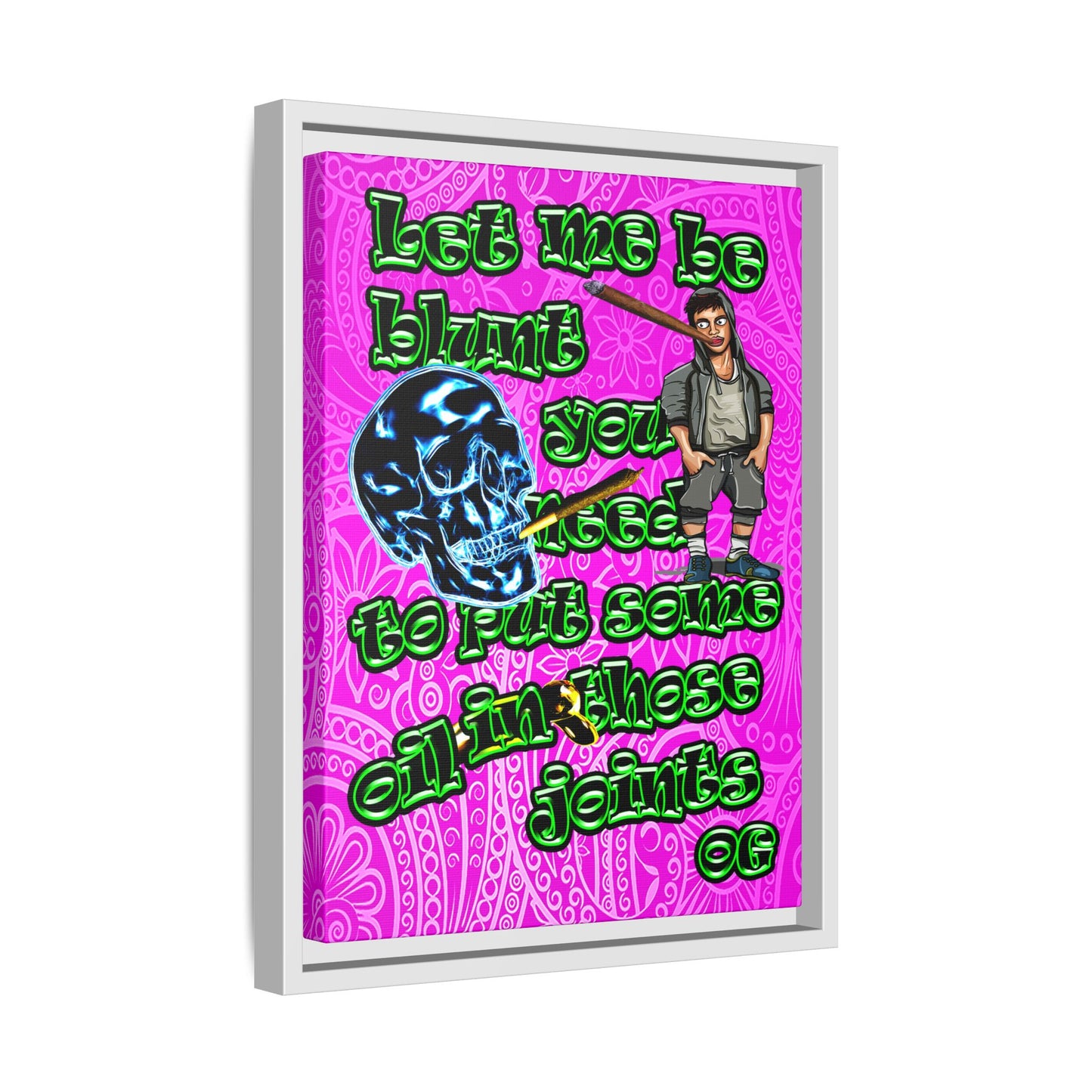 og - framed canvas art (pink swirl)