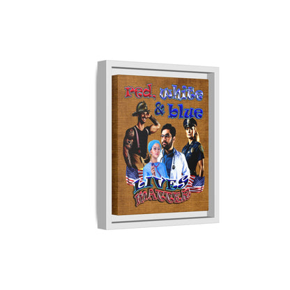 rw&b lives matter - framed canvas art (brown papyrus)