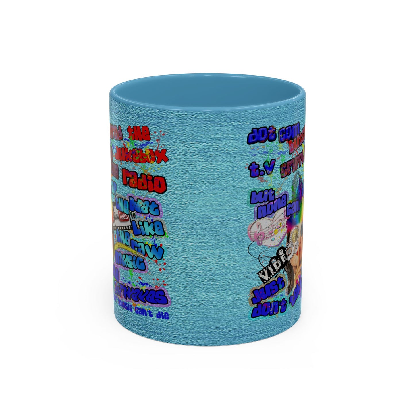 drop the beat - Accent Mug (faded blue)