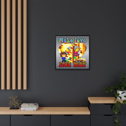 love peace - framed canvas art (brushed nickel)
