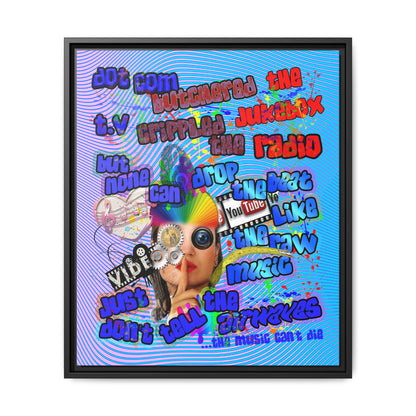 drop the beat - framed canvas art (light blue-purple wave)