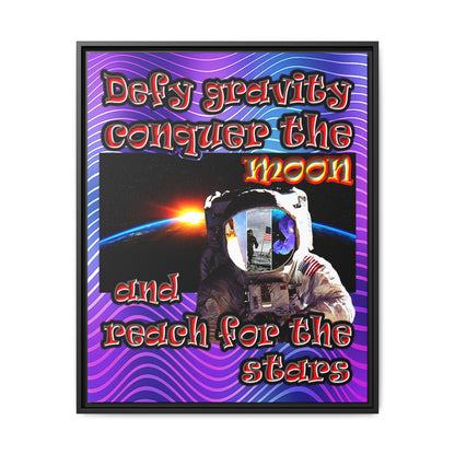 defy conquer reach - framed canvas art (purple wave)
