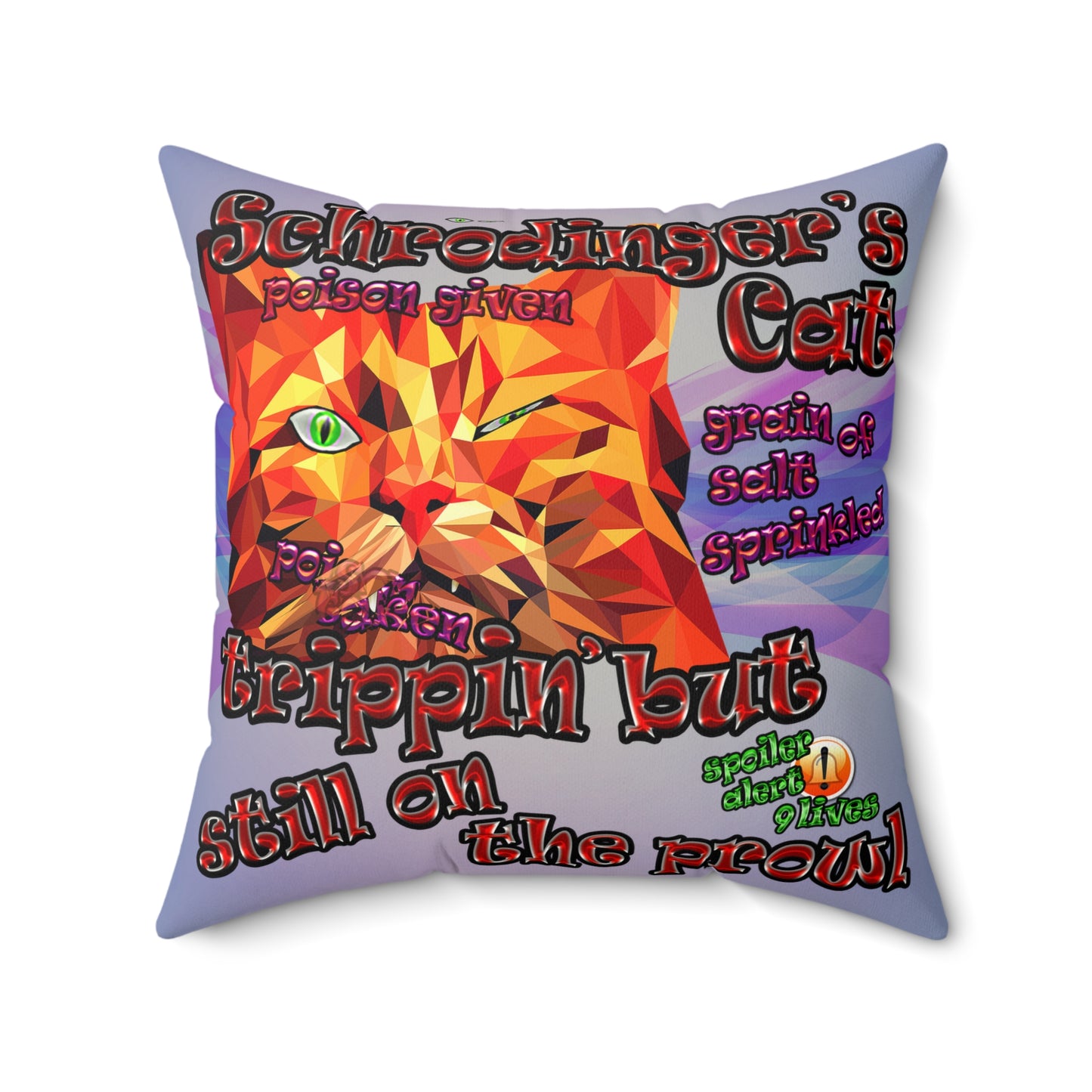 schrodinger's cat - Faux Suede Square Pillow - (light blue-pink wave)