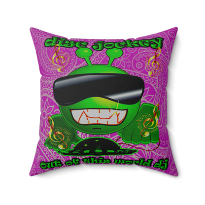 disc jockey - Spun Polyester Square Pillow - (pink swirl)
